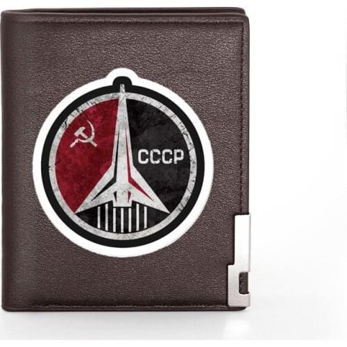 Classic CCCP Soviet Space Agency Printing Wallet Leather Purse For Men Credit Card Holder Short Male Slim Coin Money Bags