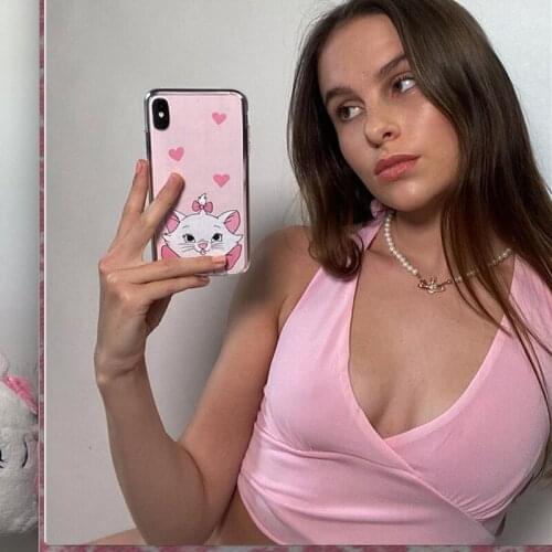 Female Vest Solid Color V-Neck Sleeveless Crop Top T-Shirt Blouse For Women Y2K Backless Pink Bandage Halter Neck Cami Cute Top