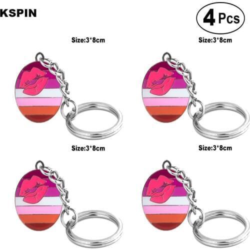 Lipstick Lesbian Key Ring Lapel Pin Flag badge Brooch Pins Badges 4pcs