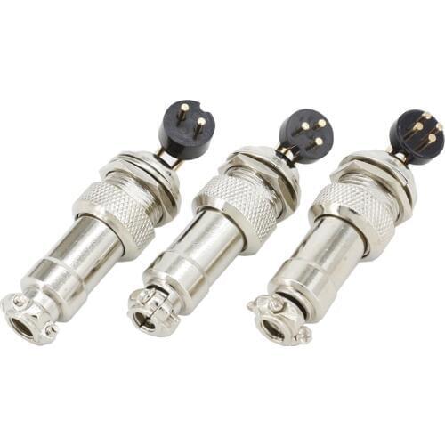 1 Set GX12-2~6P aviation plug 90 degree curved needle connector circuit board PCB soldering plate socket, gold/silver needle