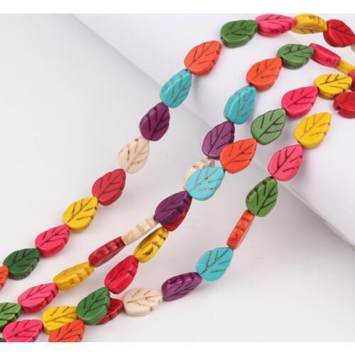 10*13mm Colorful Leaf Howlite Beads Loose Stone Beads 120Pcs/Lot Charms Spacer Bead Handcrafts Diy Fashion Jewelry Marking
