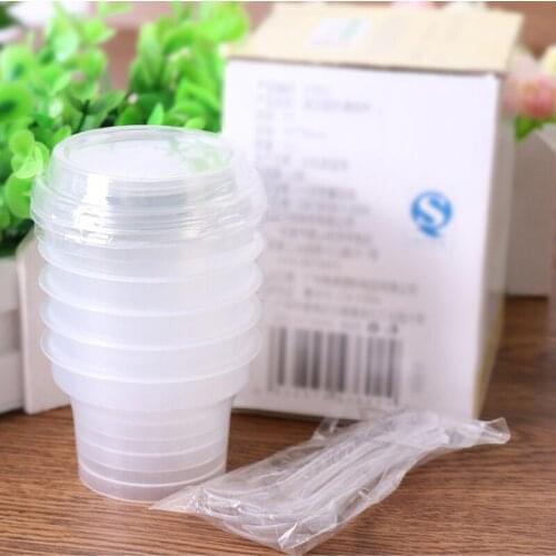 20pcs Disposable Plastic Portion Containers Clear Round Pudding Jelly Cups Lid&Spoon Eco-Friendly Dessert Yogurt Small Box