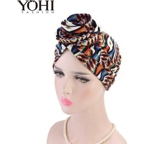 2018 New fashion Elegant 3D Flower Turban Women Cancer Chemo Beanies Caps Muslim Turbante Party Hijab Headwear