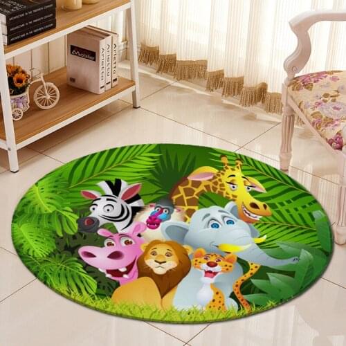 3D Animals Cartoon Carpet Chair Mat Flannel Area rug Baby Crawling Rugs Mats Kids Bed Room Big Round Carpets Living Room tapis