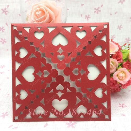 50pcs Laser Cutting Heart Invitation Card Wedding Greeting Card Customized For Party Decoration Supplies