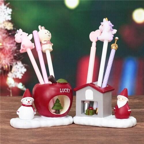 7-Christmas gifts resin craftwork old man snowman pen holder student pengifts home decoration christmas gift