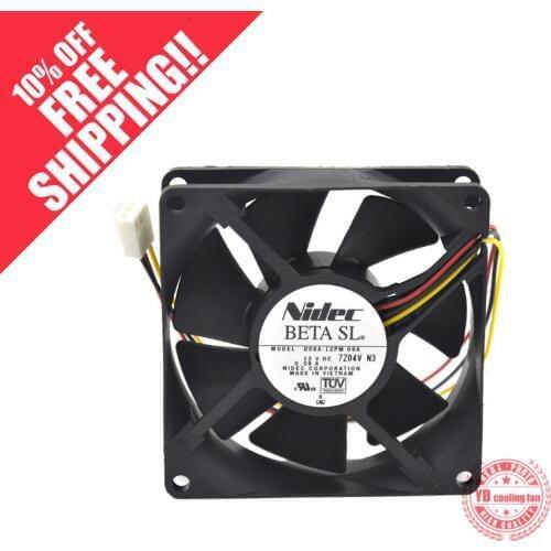 Used NIDEC D08A-12PM 12V 0.08A 8CM 8025 silence cooling fan