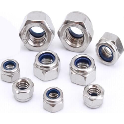 Free delivery 304 Stainless Steel Nylon Self-locking Hex Nuts Locknut Slip Lock Nut M24 M27 M30 M33 M36