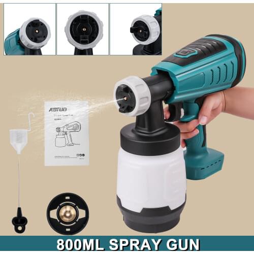 NEW Cordless Spray Gun 18V DC Electric Paint Sprayer 2 Nozzles 800ml Pot for Makita 18V Battery Easy Spraying