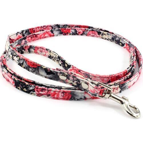 Floral Dog Leash Fashion Retro Leash For Small Dogs Puppies Pup Mini Teddy Samoyed Yorkie Dog Leashes Leads Pet Accessories