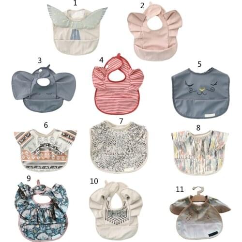 Infants PU Leather Waterproof Feeding Cloth Baby Drool Bib Burp Cloth with Pocket Bag Washable Children Drawing Apron Gift