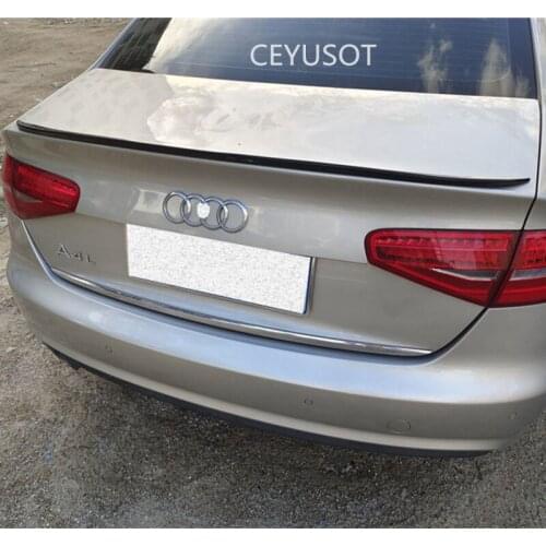 For Universal Spoiler Accessories Audi A4 B8 B9 PU Material CAR Trunk Rear Lip WING Tail Refit Black Body Kit V STYLE 120CM Long