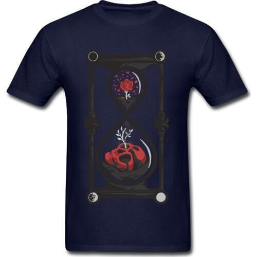 Red Rose & Skull T Shirt Memento Mori Tshirts Unique T-Shirt 2018 New Hourglass Tees Thanksgiving Day Men Cotton Clothes