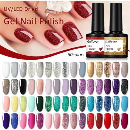 UV/LED Dried Gel Nail Polish 8ml Pure Chromatic Shiny Glitter 60Colors Optional DIY Beauty Manicure Nail Art Glue For Women Lady