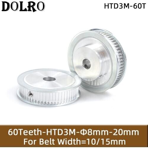 HTD3M-60T Timing Pulley AF BF Shape Bore 8/10/12/14/15/16/18/20mm Aluminum Synchronous pulley wheel Slot Width 10/15mm Pitch 3mm