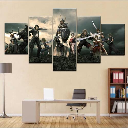 Game Poster 5 Pieces Canvas Final Fantasy Modern Decorative Paintings on Canvas Wall Art for Home Decorations Wall Decor