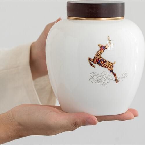 Ceramic Tea Jar Organizer Coffee Container Small Tea Bag Storage Box Caddy White Caja Para Guardar Te Home Teaware AB50CY