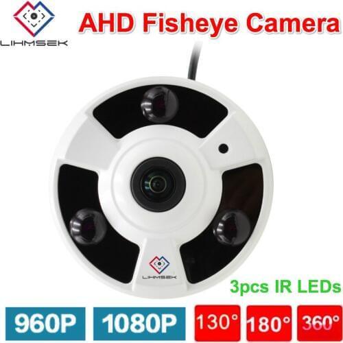 Lihmsek 2MP Panoramic AHD Camera Fisheye Lens 360 Degree View 1080P AHD Camera IR 10m Analog Surveillance Cameras Metal indoor