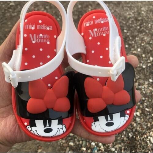 Mini Melissa Girls Sandals Minnie Mouse Jelly Shoes Children Sandals Breathable Non-Slippery Summer Mickey Jelly Shoes Melissa
