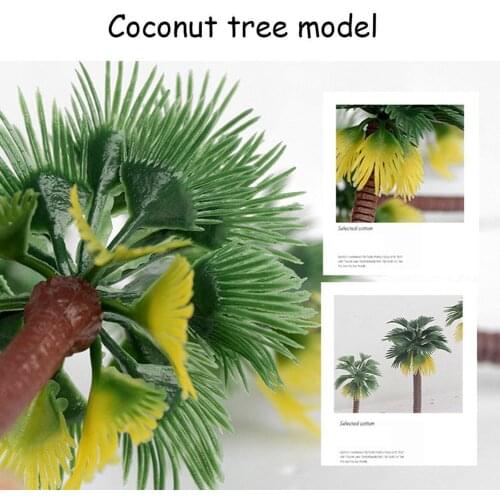 Building train model sand table mini tropical palm plastic Kits Tree decor tree Architecture tree simulation coconut Model I2F5