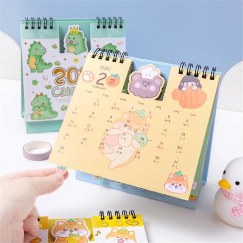 Kawaii Cartoon Rabbit Bear 2022 Desk Calendars Cute Daily Schedule Planner Yearly Organizer Stationery Office School Supplies