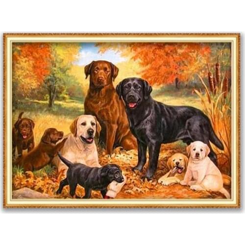 Animal Dog Labrador DIY Cross Stitch Embroidery 11CT Kits Craft Needlework Set Printed Canvas Cotton Thread Home Decoration New