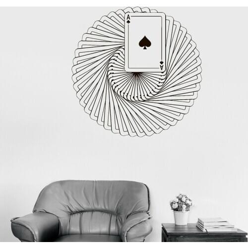Poker Wall Decal Playing Cards Player Game Club Playroom Casino Interior Decor Door Window Vinyl Sticker Creative Wallpaper E475