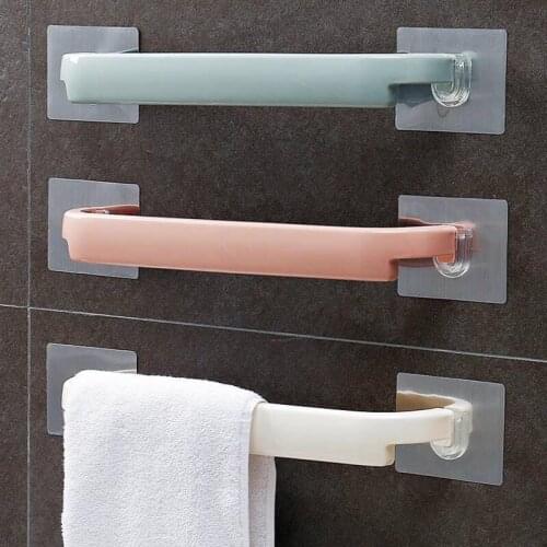 High Viscosity Punch-free Bathroom Towel Rail Rack Holder Wall Mounted Self-adhesive Hanging Hanger Shelf Bathroom Accessories