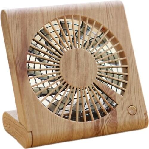 Wood Grain Desktop Fan Usb Charging Mini Fan Three Speed Adjustable Portable M7DF