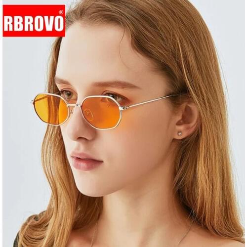 RBROVO 2021 Oval Retro Sunglasses Women Luxury Brand Glasses for Women/Men Small Eyeglasses Women Mirror Oculos De Sol Feminino