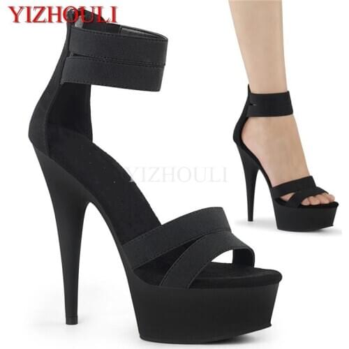 Fashion star thin heel 15 cm, sexy model walking catwalk sandals, stage plus-size high heel sandals