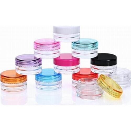 Promotion 2000pcs 3G/5G Transparent Cream Jar,Candy color Clear Plastic Jar, Empty Cosmetic Containers