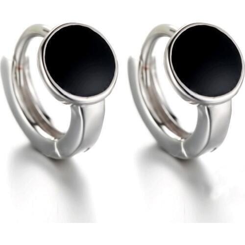 New Arrival best friends 925 sterling silver with Black Round Stud Earrings for women Men Prevent Allergy S925 Stamp jewelry