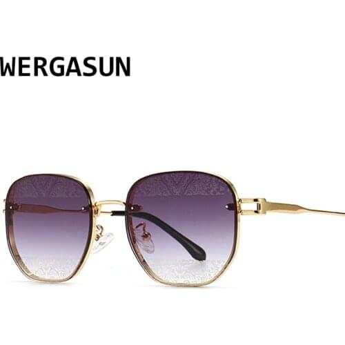 WERGASUN Rimless Sunglasses Women Luxury Brand Designer Summer Glasses Fashion Sun glasses For Men UV400 Shades Oculos