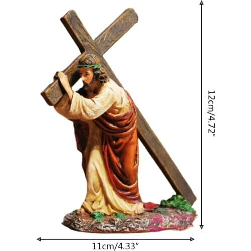 50LB Jesus Carring The Cross Statue Religious Figurines Christian Resin Ornament Holy Catholic Crafts Home Office Car Decor