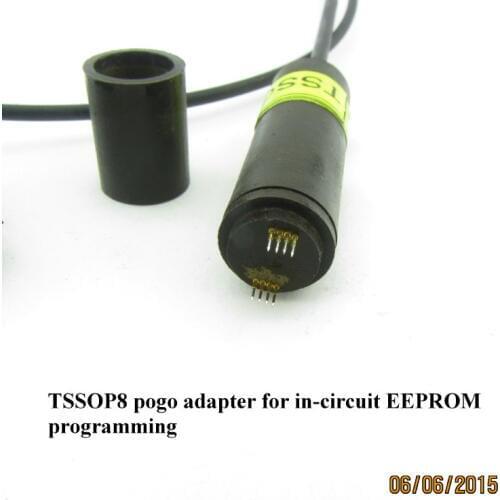 TSSOP8 pogo adapter for in-circuit EEPROM programming with LED