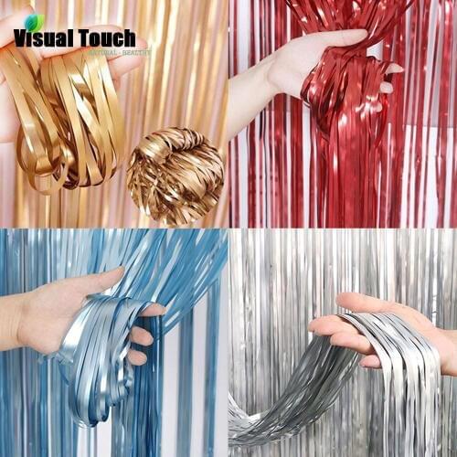 Visual Touch 2M Matte Rainbow Sequin Backdrop Foil Fringe Tinsel Curtain Rain Decor Girl Adults Anniversary For Birthday Party