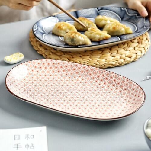 12 Inch Japanese Dish Fish Dish Underglaze Color Household Dish High Quality Ceramic Dish Hotel Creative Dish