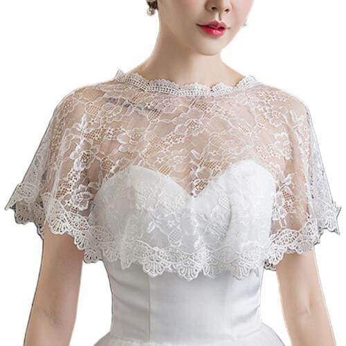 Women Embroidery Floral Lace Cape Wrap Wedding Bridal Perspective Pullover Shawl Shrug Shoulder Covers Prom Bolero