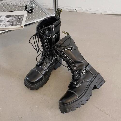 Gothic Shoes Women Heels Platform Boots for Women Nice Trend Punk Designer Shoes Woman Booties Martin Chunky Black Boots Female