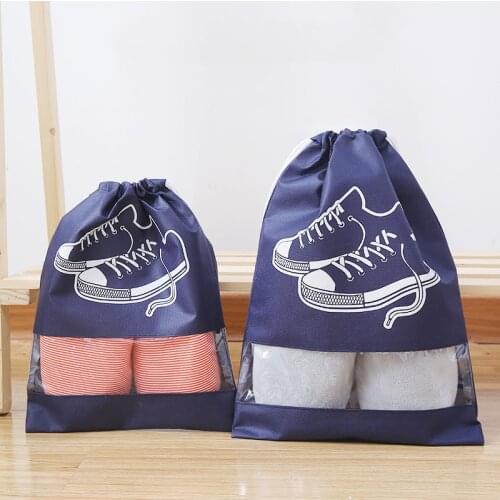1pc Waterproof Shoes Bag for Travel Portable Shoe Storage Bag Non-Woven Tote Toiletry Drawstring Bag Case Travel Clothes Packing