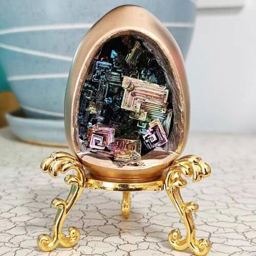 1pcs Natural Bismuth Ore Egg,Quartz Crystal Egg,Crystal Gifts,Mineral Specimen,Home decoration,Reiki Healing,teaching materials