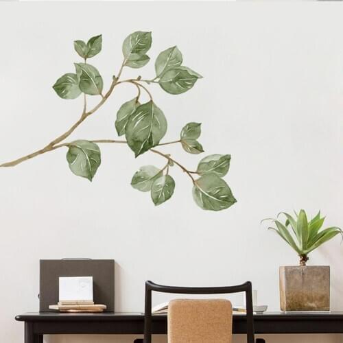 1Pc Plant Tree Branch Leaf Self Adhesive PVC Mural Wall Sticker Living Room Background Decal Home Decoration Posters