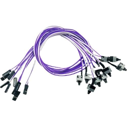 10PCS Reset Motherboard Cable Desktop Computer PC Case Power Button SW Switch Power Cord Cable Re-start Switch Cable for Mining
