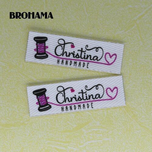 120 pieces Custom logo labels, Name iron on label, Custom Clothing tags, Organic Cotton Labels
