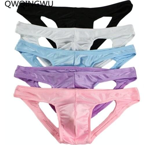 5PCS Mens Underwear Thong Men Bright Briefs Underpants Male Sexy Smoothly Silky Brief Shorts Man Gay Underwear Panties Thongs