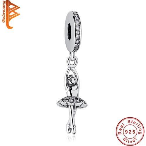 925 Sterling Silver Dancing Ballerina Dancer Ballet Pendant fit Necklace Charm Girls Christmas Valentines day Gift