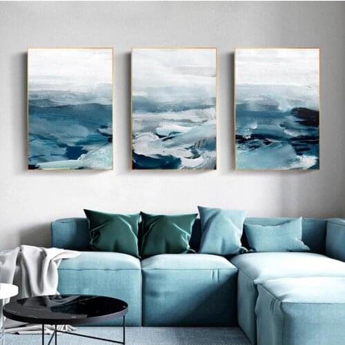 Abstract Sea Waves Oil Painting Canvas Prints Modern Living Room Seascape Bedroom Background Wall Art Pictures Decorative Poster