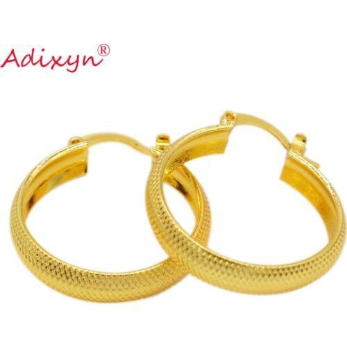 Adixyn Gold Middle east Hoop Earrings For Women Girls Gold Color Copper Jewelry African Party Gifts N05171