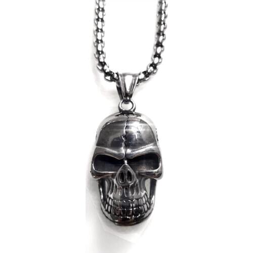Battida varani Mens Punk Style Skull Head Rock Stainless Steel Necklace Pendant